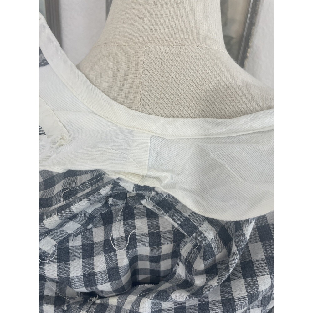 Vintage 1950s Gingham Gray And White Top And Skirt Set Sz S Cotton Button Detail - Picture 9 of 9
